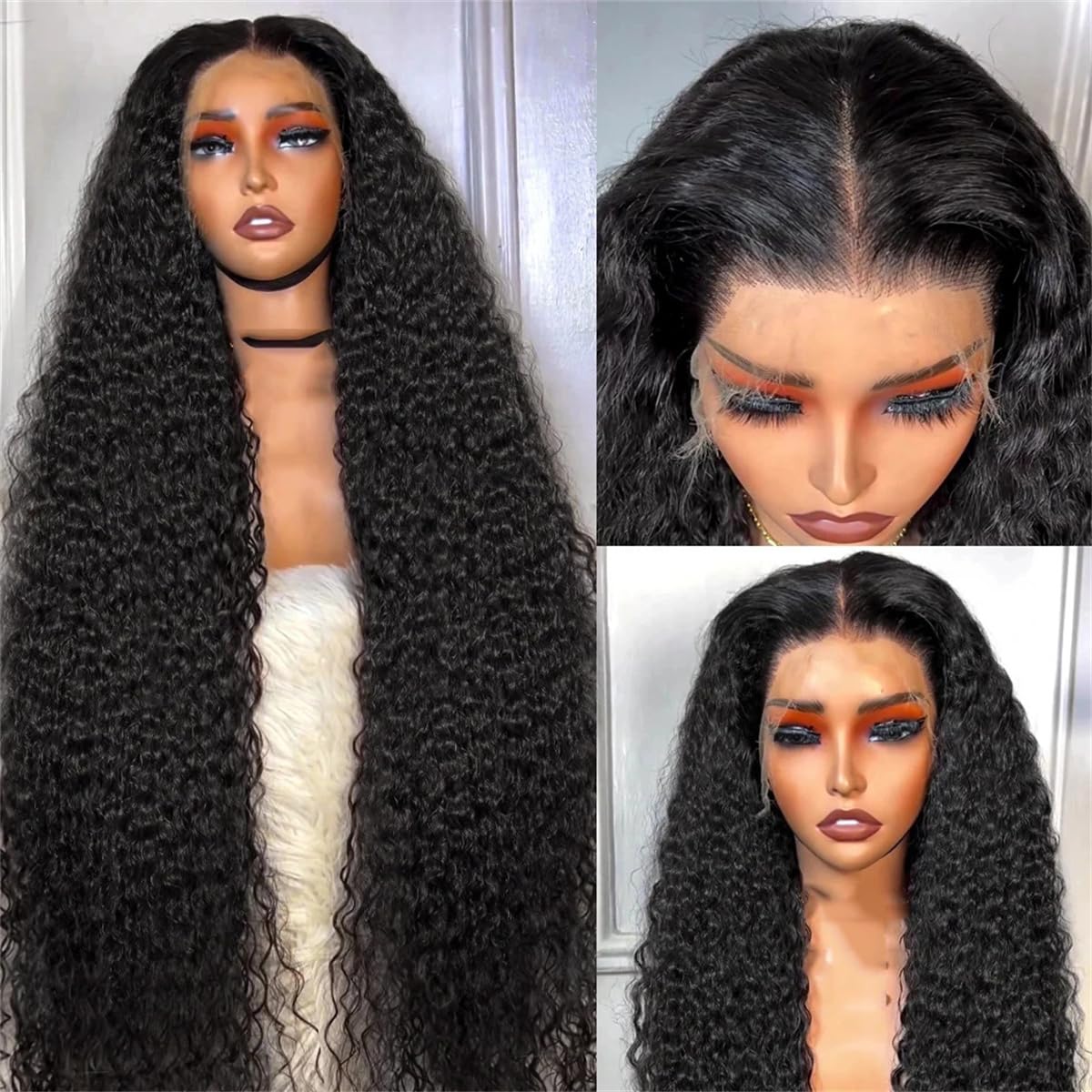 Generic 30 40 Inch Deep Wave 13X6 HD Transparent Lace Frontal Human Hair Wig Loose Water Curly 13X4 Lace Frontal Wigs For Women