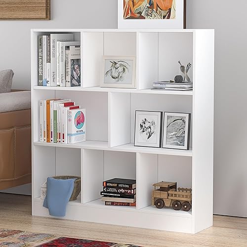 Miniatura 8 de AIEGLE Estantería de 10 cubos, estantería de madera de 3 niveles, armario de exhibición de pie para el dormitorio de los niños, organizador de
