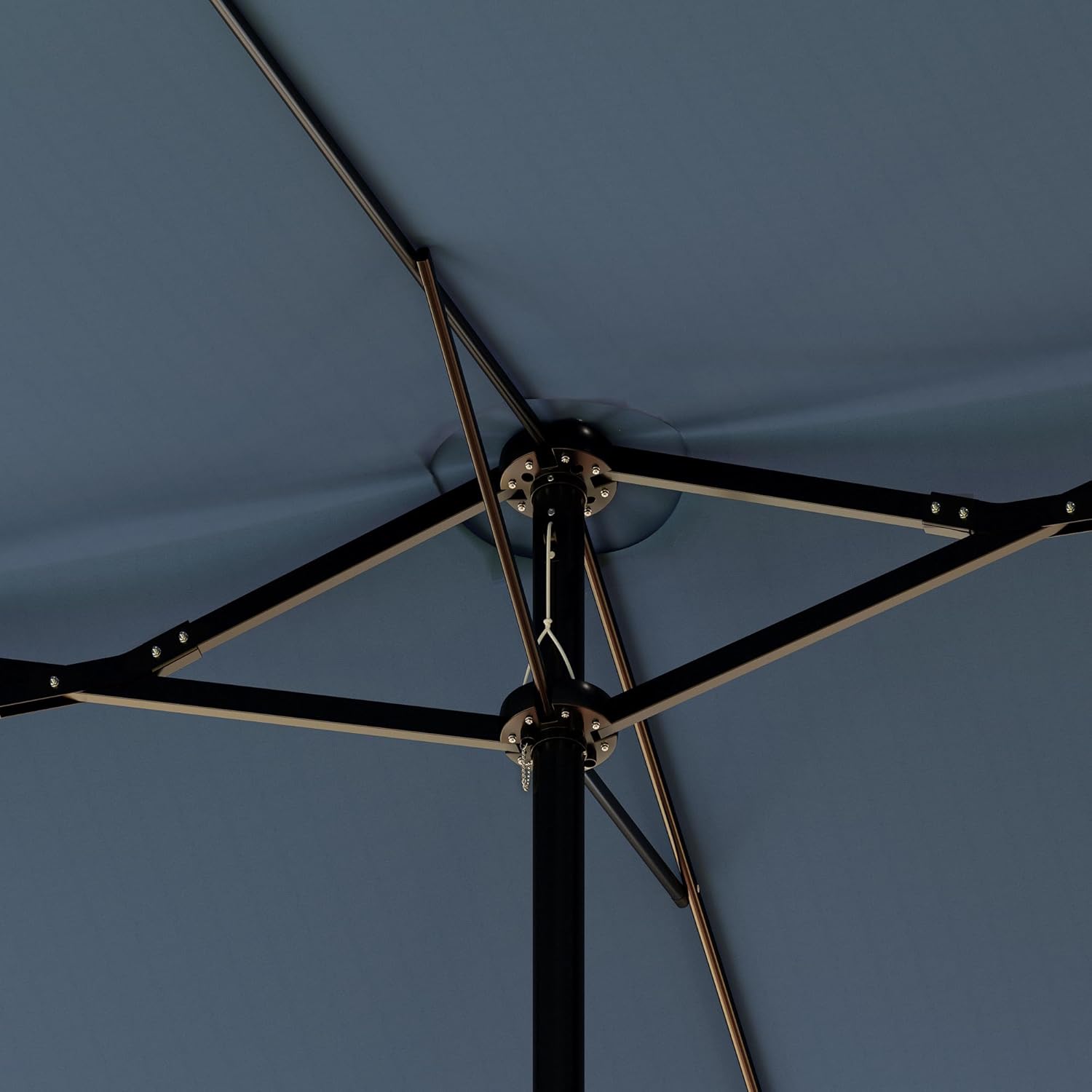 ECACAD 15 ft Extra Large Outdoor Patio Umbrella with Crank & 36 Solar Lights, Base Included, Rectangular Double-sided Umbrella for Pool Market Garden Backyard