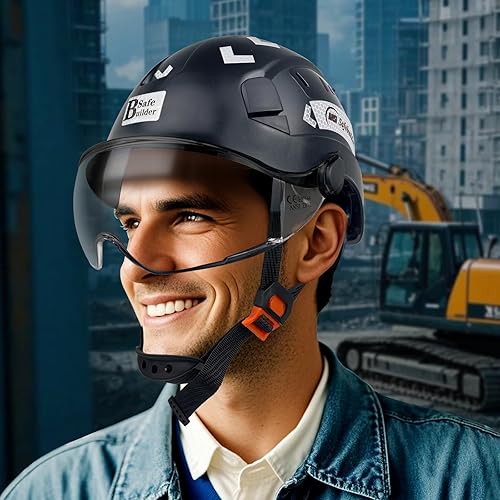 Miniatura 6 de Casco de seguridad de construcción con visera ABS casco de ventilación ajustable, protección de cabeza de trabajo industrial para hombres,