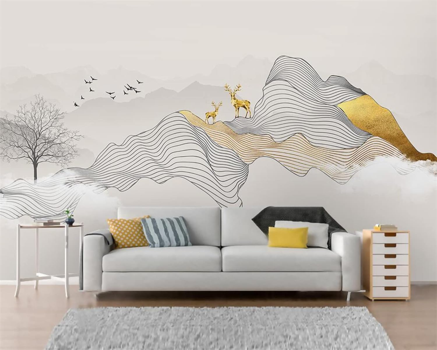 Papier peint autocollant 3D paysage de montagne salon 150x105cm