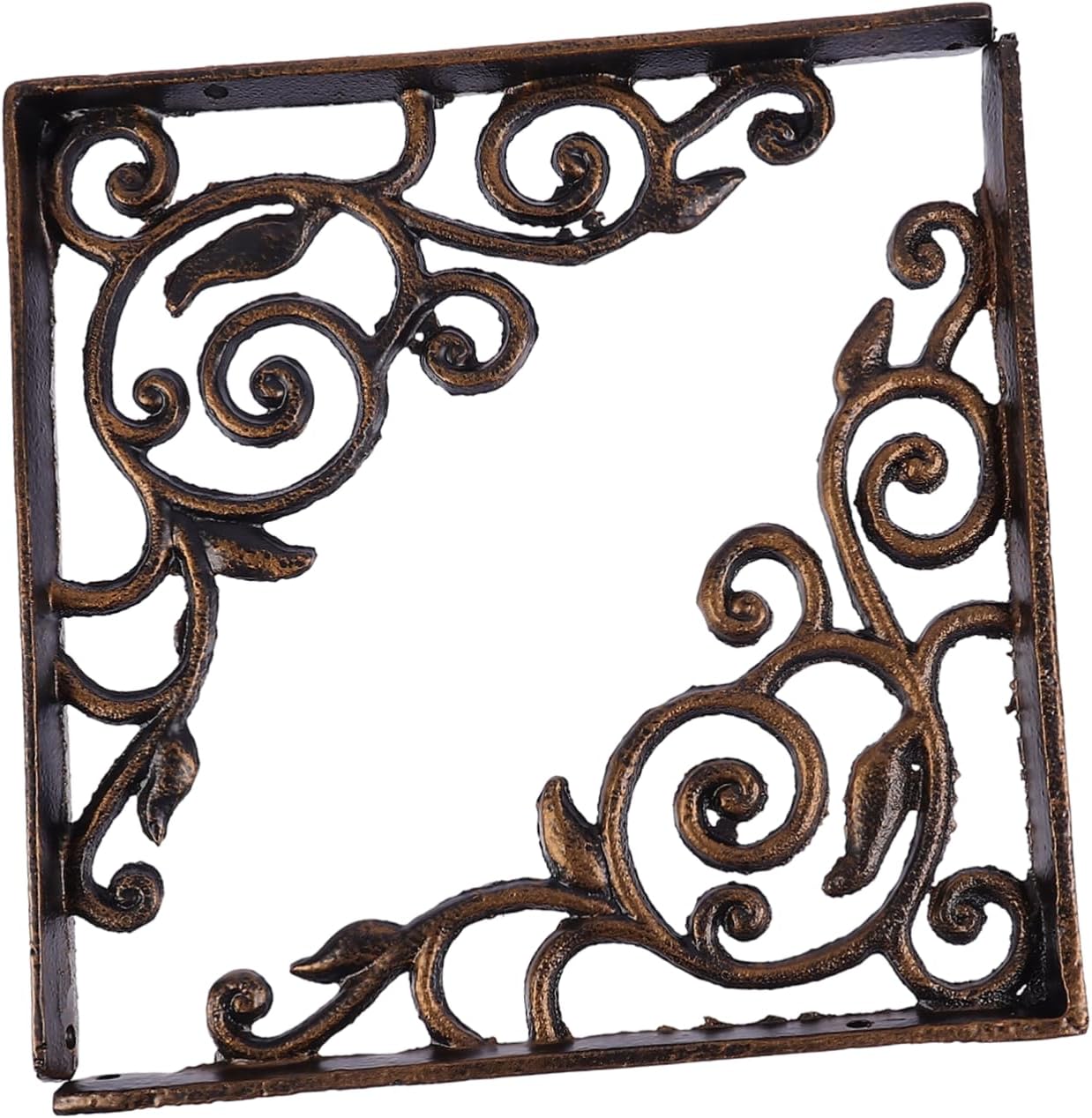 DOITOOL 2pcs Triangle Wall Shelf Bracket Heavy Duty Cast Iron Support for Home Decor Rustic Design for Bookshelves and Storage Vintage Gold