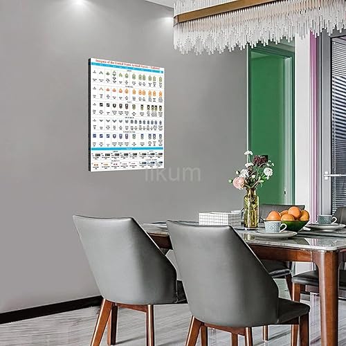 Miniatura 3 de Póster de rango militar de Estados Unidos, referencia de gráfico de rango del ejército estadounidense, oficial de las Fuerzas Armadas de los Estados