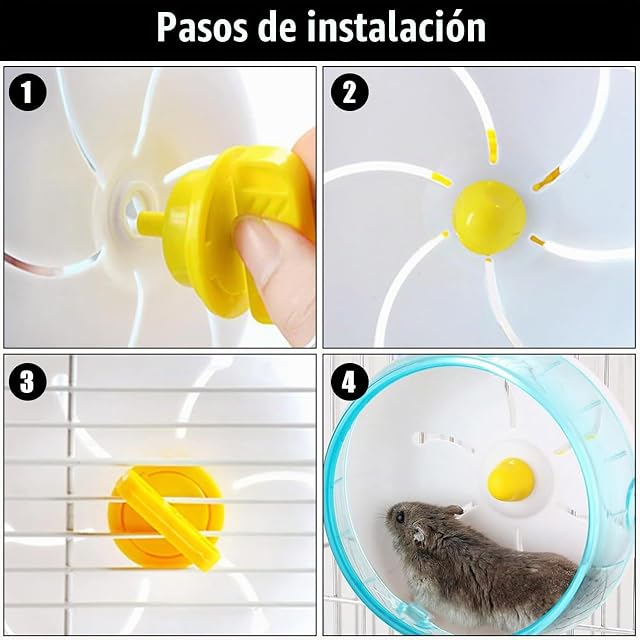 Foto 4 de 6 de 1 Pieza de Rueda de Hámster, Juguete de Rueda Giratoria Silenciosa, Adecuada para Animales Pequeños, Hámsters