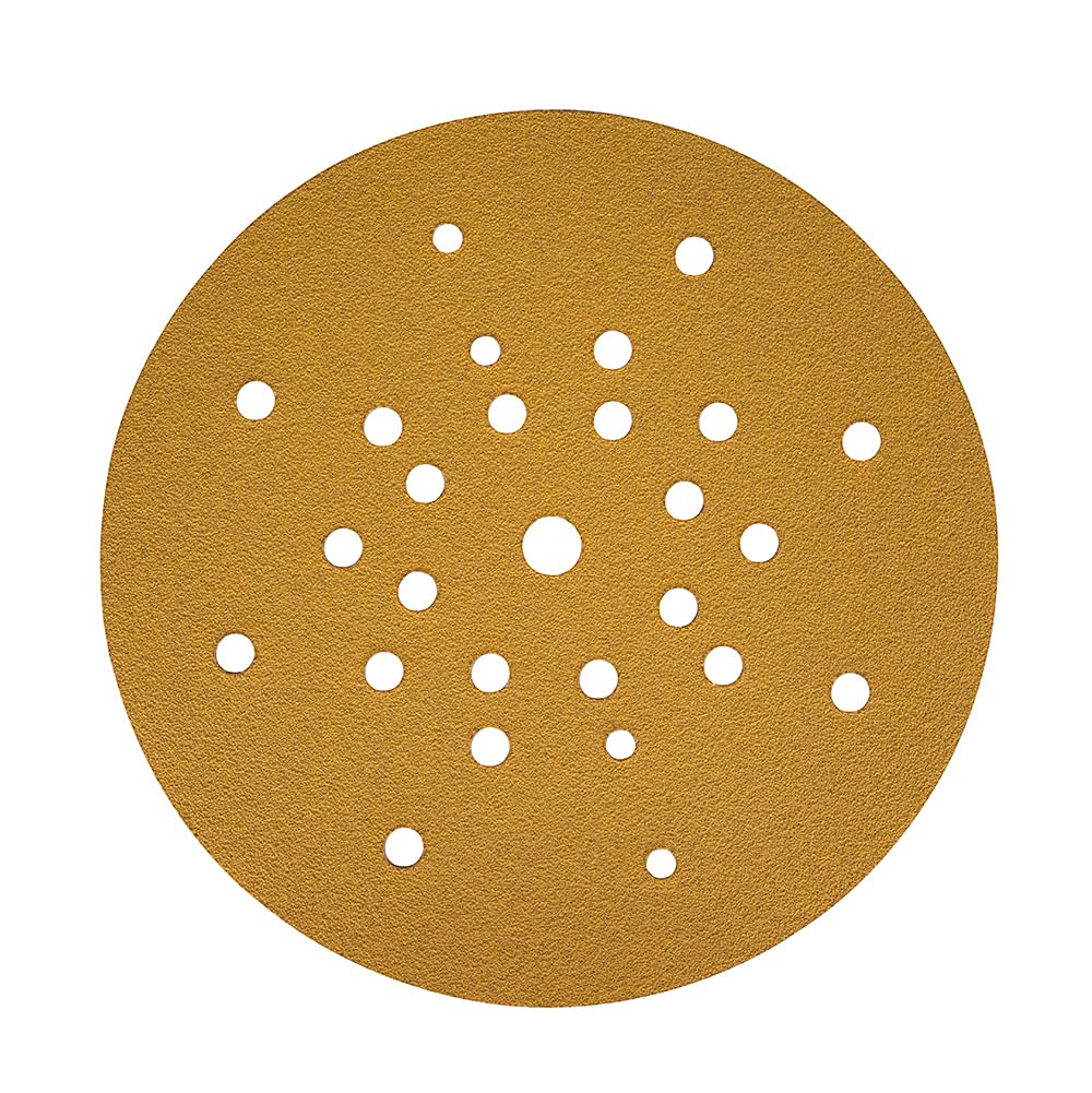 Mirka Gold Universal Sanding Paper Ø 225mm Hook & loop 27-hole/grit P240 / 25/pack/For drywall sanders, wall and ceiling sanders/For sanding plaster, filler, chipboard, wood, varnish