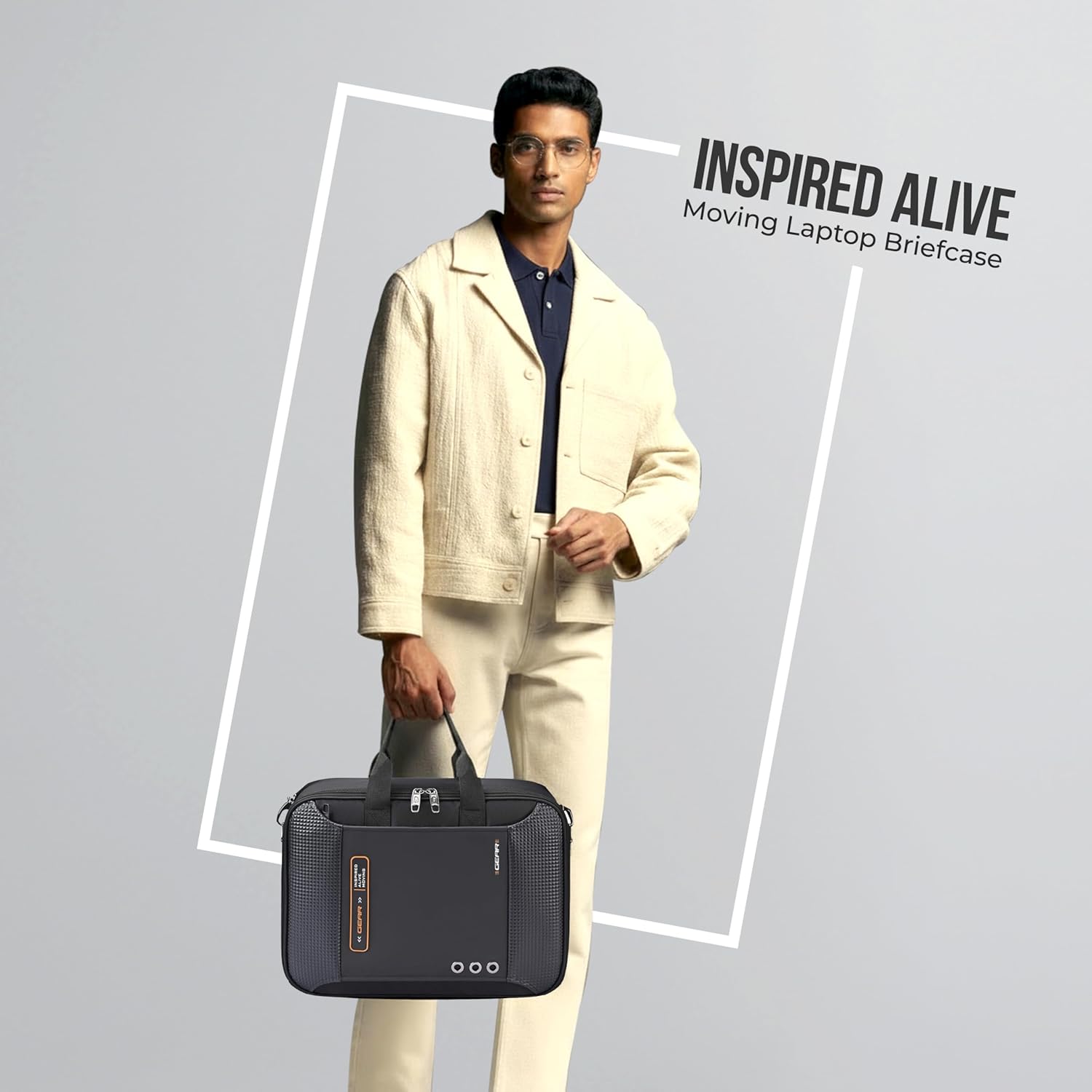 Gear Inspired Alive Moving 14L/16" Faux Leather Water Resistant Laptop Briefcase/Office bag/Laptop Messenger for Men/Women (Black - Orange) 9 71DaChHBFEL. SL1500