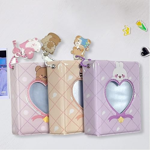 Miniatura 6 de Soporte para tarjeta fotográfica Kpop de 3 pulgadas, 40 bolsillos, mini álbum de fotos, carpeta hueca de tarjetas fotográficas con bonito colgante