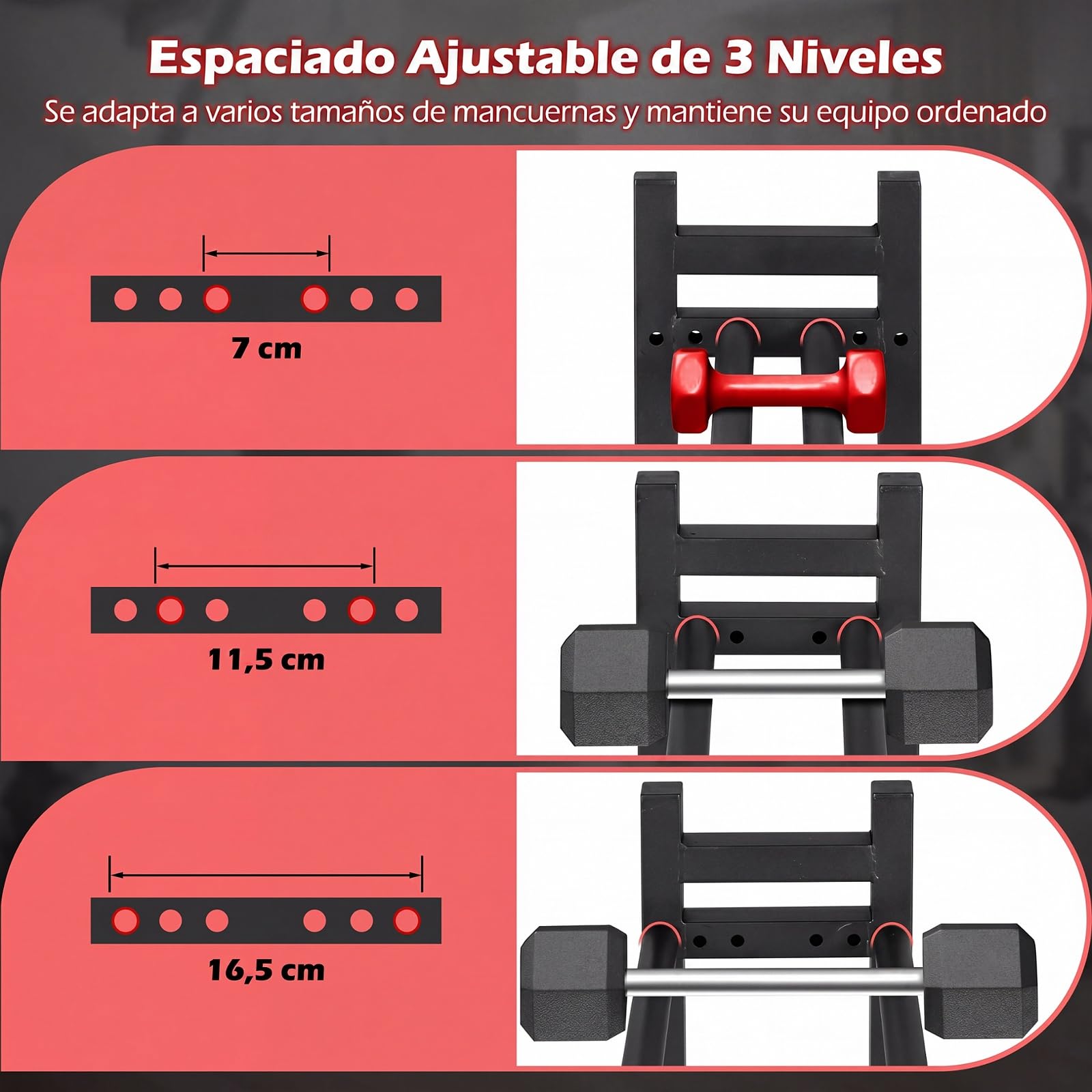COSTWAY Soporte para Mancuernas de 3 Niveles, Capacidad de 240 kg
