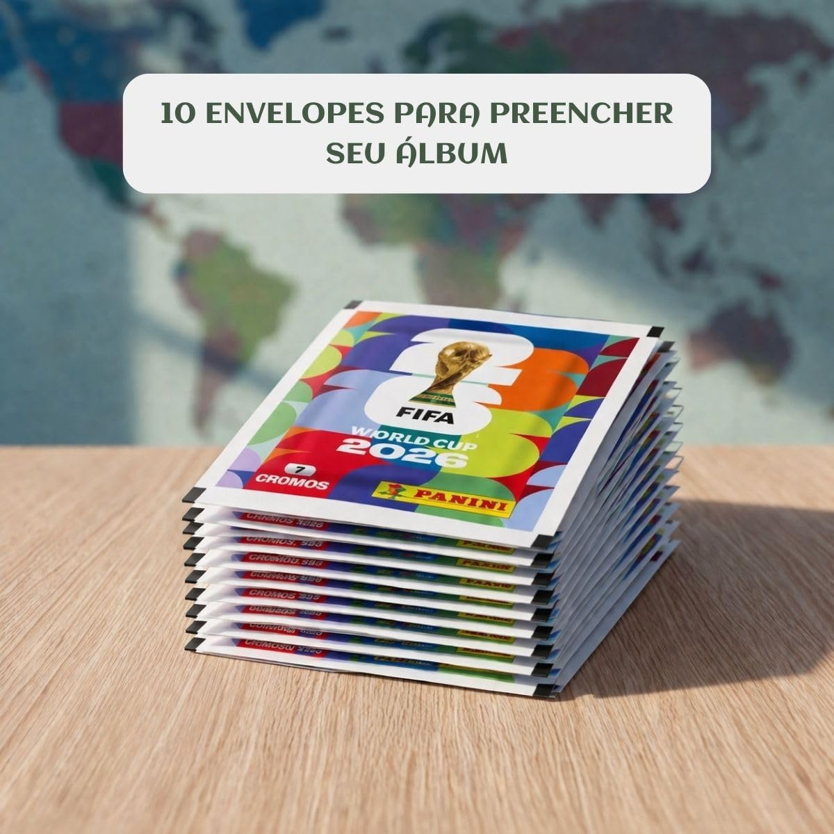 Kit Com 10/20/40/60/100 Envelopes De 7 Figurinhas + Chance de Lendária Copa Do Mundo 2026 Panini Oficial LuvinCo (10) Kit Com 10/20/40/60/100 Envelopes De 7 Figurinhas + Chance de Lendária Copa Do Mundo 2026 Panini Oficial LuvinCo (10)