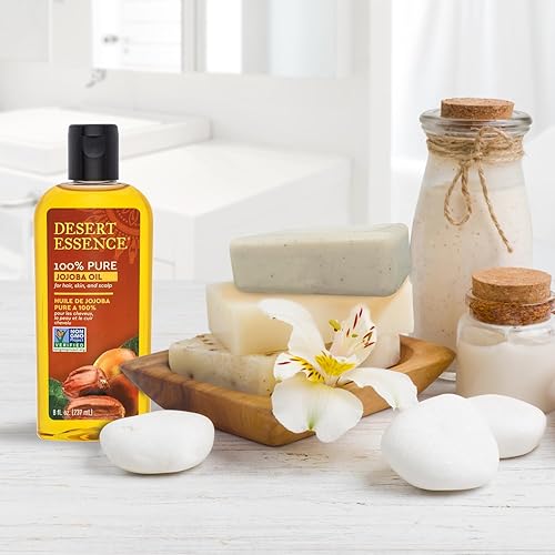 Miniatura 6 de Desert Essence Aceite de jojoba 100% puro  8 onzas líquidas hidratante para cabello, piel y cuero cabelludo  Removedor de maquillaje e hidratante