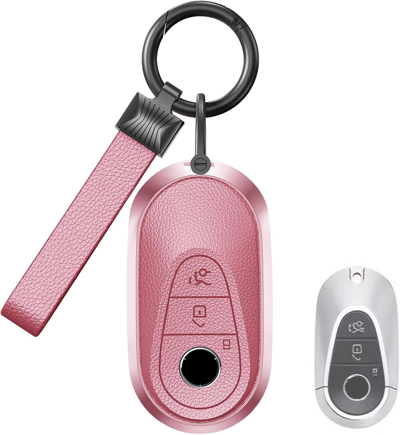for Mercedes Benz Key Fob Cover, Premium Aluminum and Leather Case