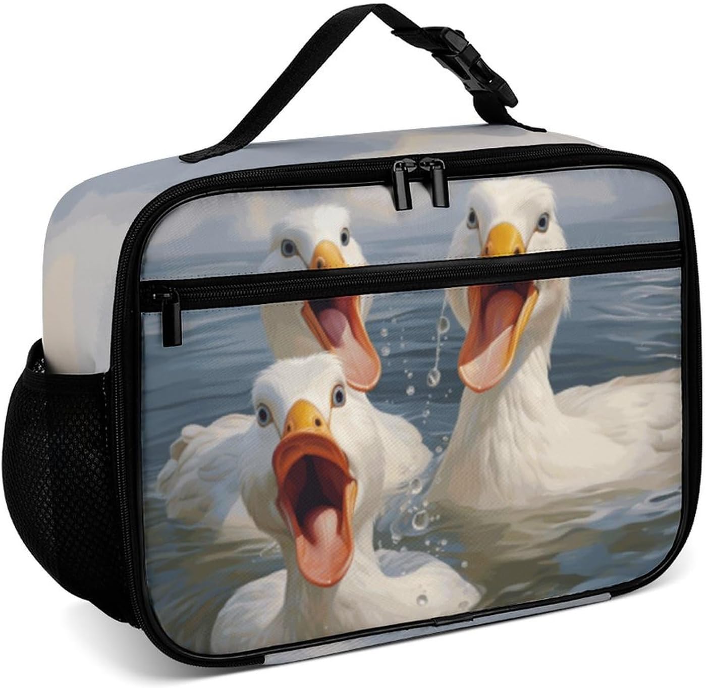 Funny Duck Reusable Lunch Box Insulated Lunch Bag Cooler Bag Lunchbox Meal Food Container Tote Bag for Women Kids Girls Boy School Camping Hiking Picnic Beach Travel