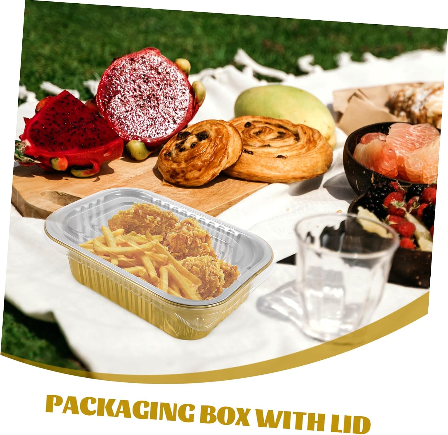 Cabilock 10 Sets Aluminum Foil Food Containers with Lids 475ml Disposable