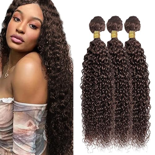 Brown Curly Bundles Color 4 Human Hair Bundle 18 20