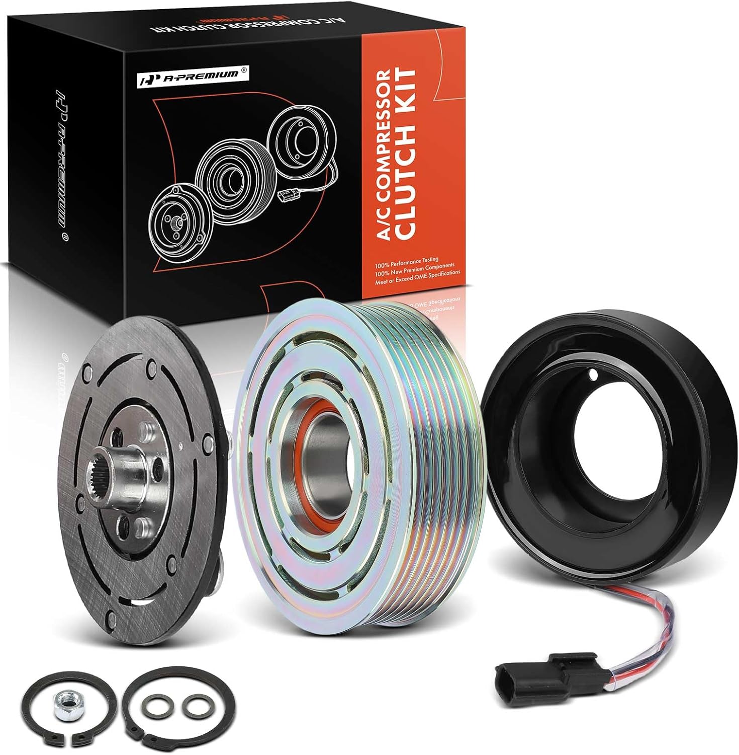 A-Premium Air Conditioner AC Compressor Clutch Kit Compatible with Infiniti Q50 2014-2022, Q60 2017-2022, 2.0L 3.0L 3.5L 3.7L