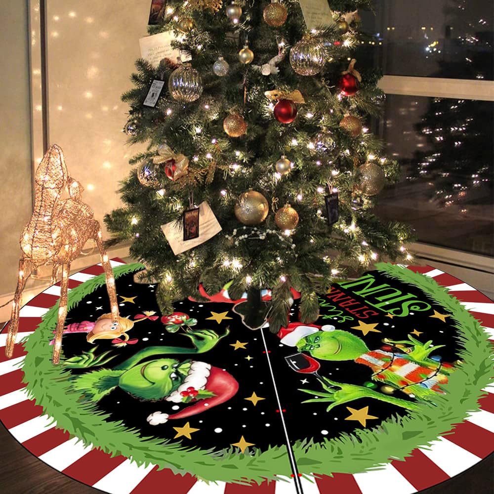 Christmas Tree Skirt 48 Inches Christmas Tree Skirt Soft Plush Xmas Tree Skirt New Year Farmhouse Christmas Tree Decorations for Christmas Tree Mat Winter Holiday Christmas Party Indoor Outdoor