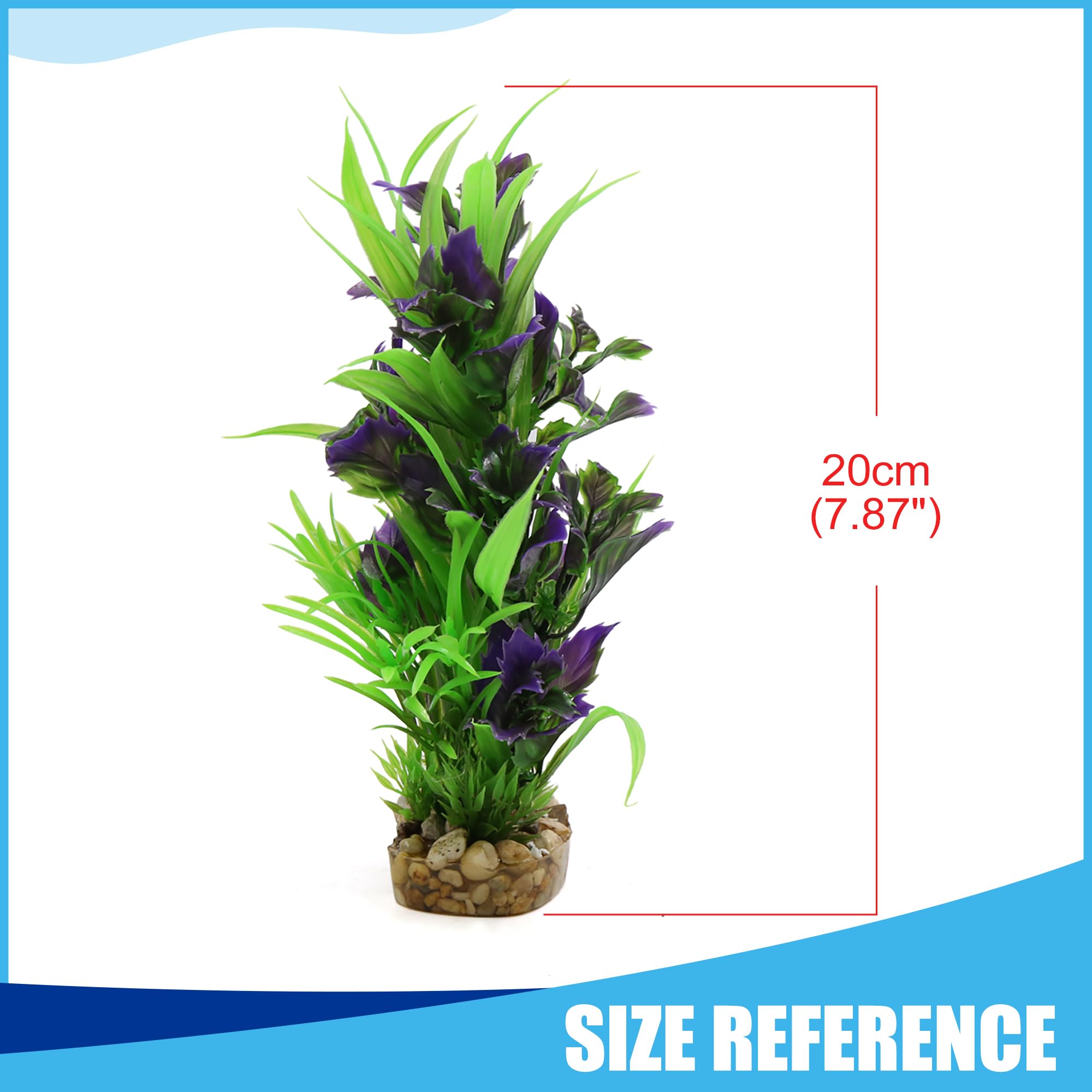 CAPASTEC Plastic Plant Ornament, Aquarium Plastic Plant Decorative Habitat Decor for Fish Tank 4.33x 3.15x 7.87 (Purple Green) - Image 3