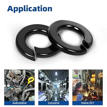 1/2 Split Lock Washer, 304 Stainless Steel 18-8 Spring Lock Washers for Bolts and Nuts, Black Finish, 25 PCS