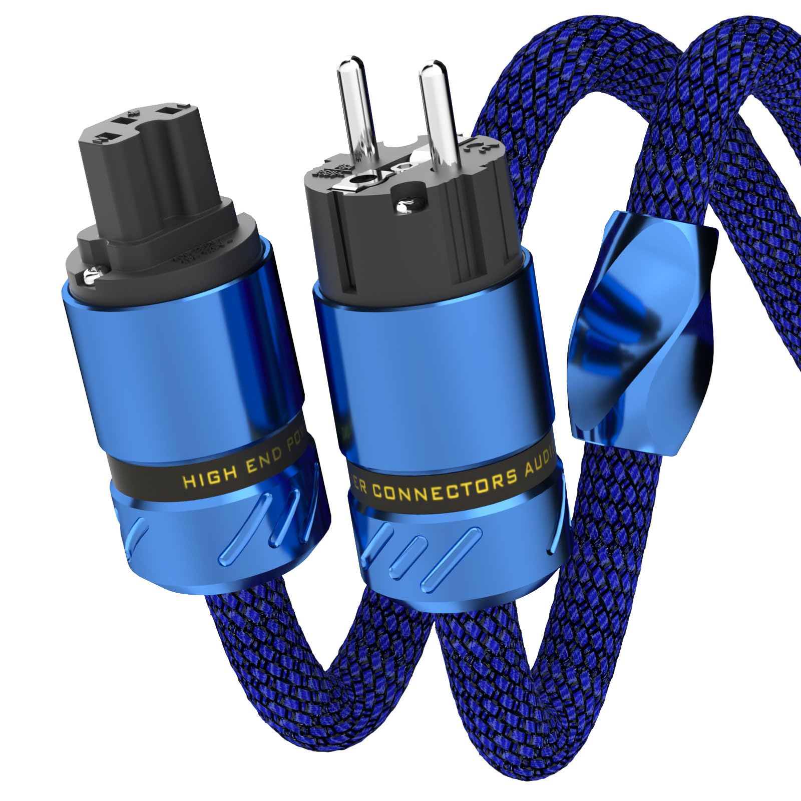 Monosaudio D517 - Cable de alimentación de alta fidelidad, cable de alimentación audiófilo de 2 m con conductor de cobre de cristal único OCC, C15 con enchufe europeo Schuko y IEC para DVD