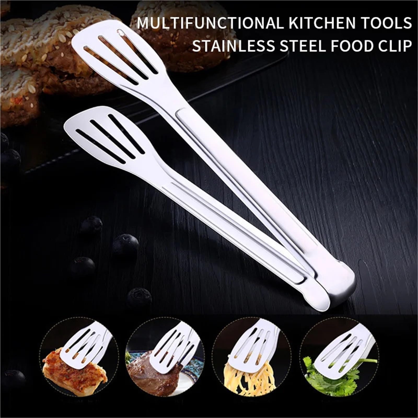 Pinzas para barbacoa, Pinzas de Cocina Acero Inoxidable Plata 9/12/14 pulgadas(12inch 1pc)