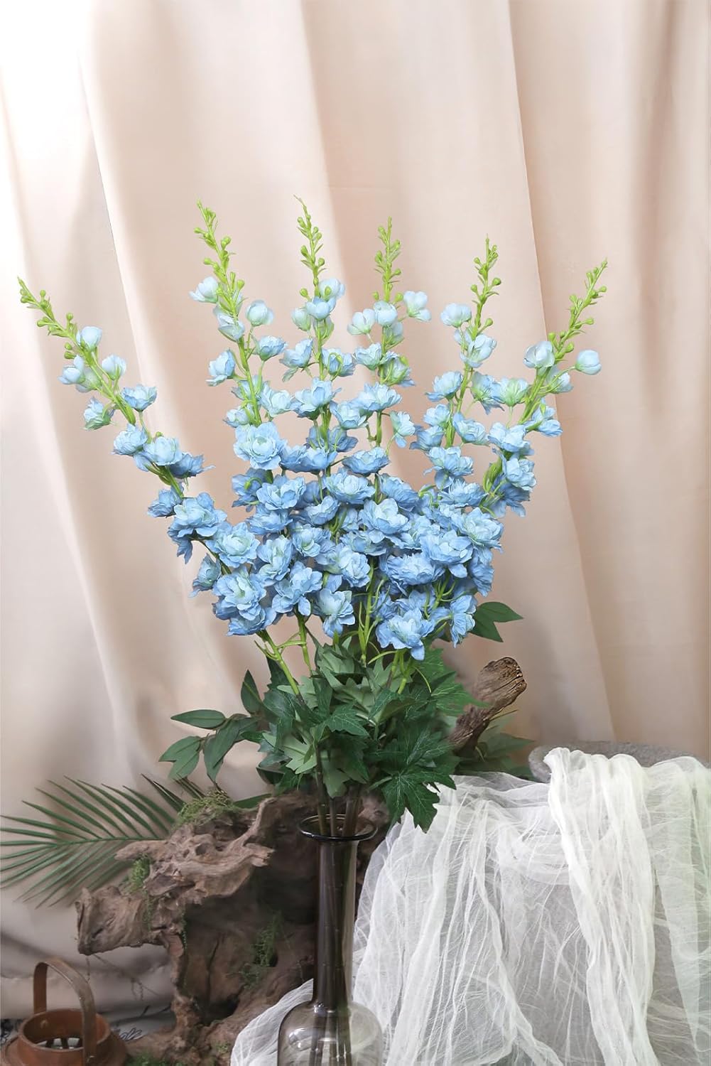 Blue Delphinium Artificial Flowers 6PCS 40.55" Long Stem Silk Larkspur Snapdragon Flowers for Tall Vase for Home Wedding Table Decor(Blue) - Image 2