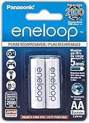 Pilha Recarregável Eneloop AA (Pequena), BK-3MCCE/2BB, Panasonic, Cartela com 2 unidades