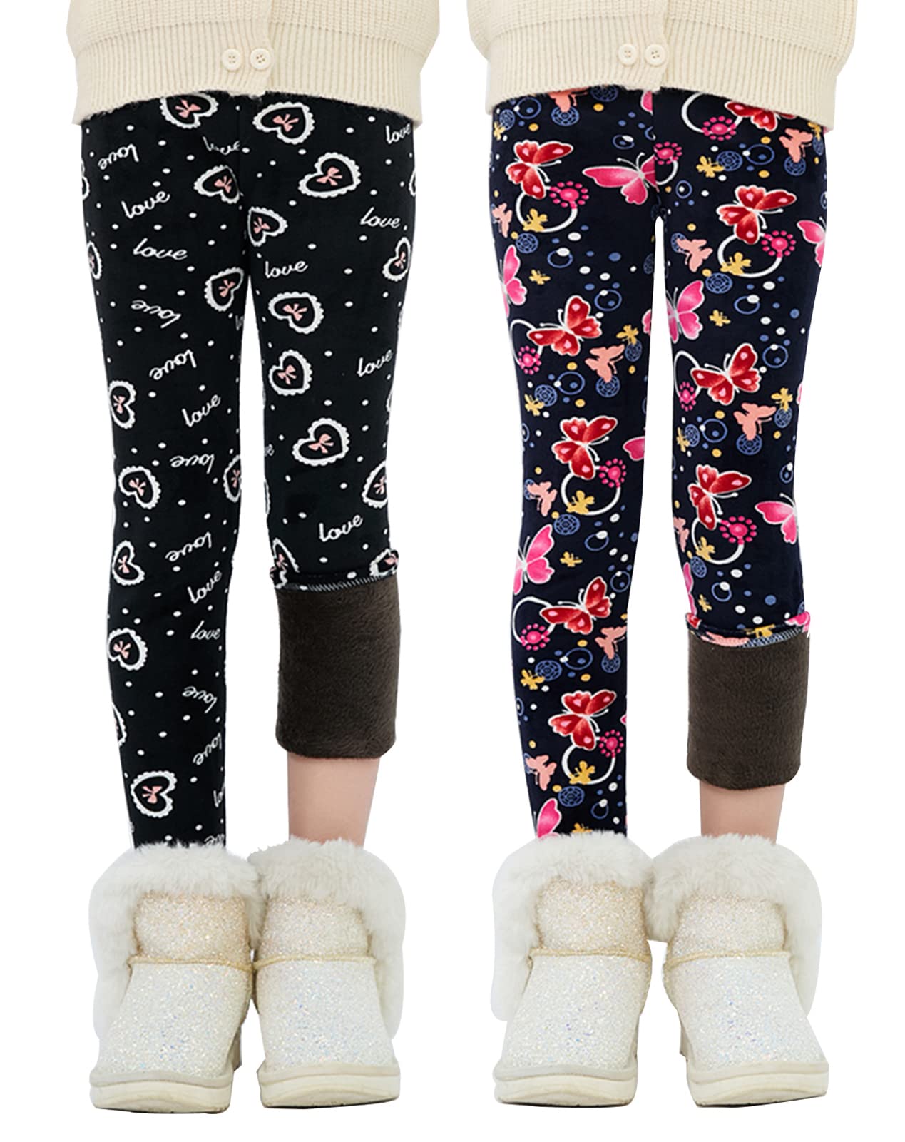 Leggings Doublés Polaire Pour Fille SRTUMEY - Confort Chaud Pour Automne/Hiver