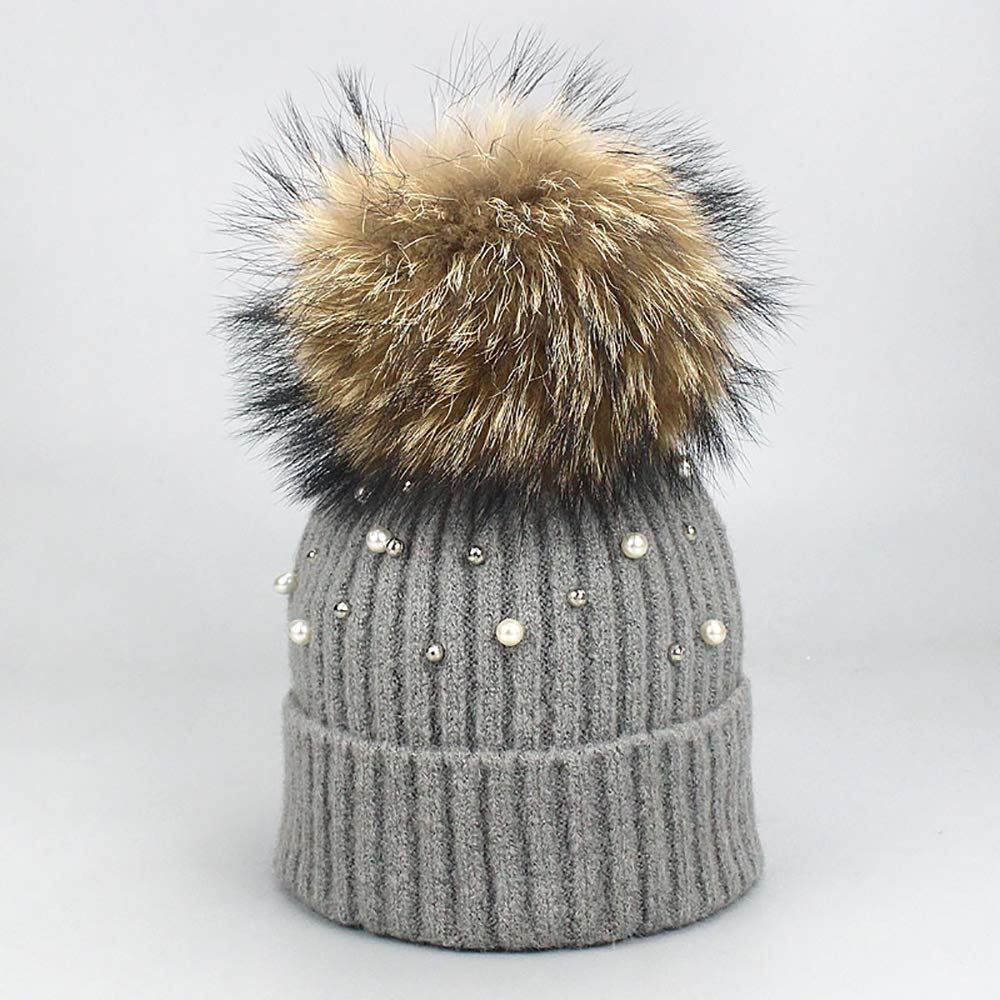 Bonnet tricoté chaud douceur polaire haut de gamme avec pompon chic