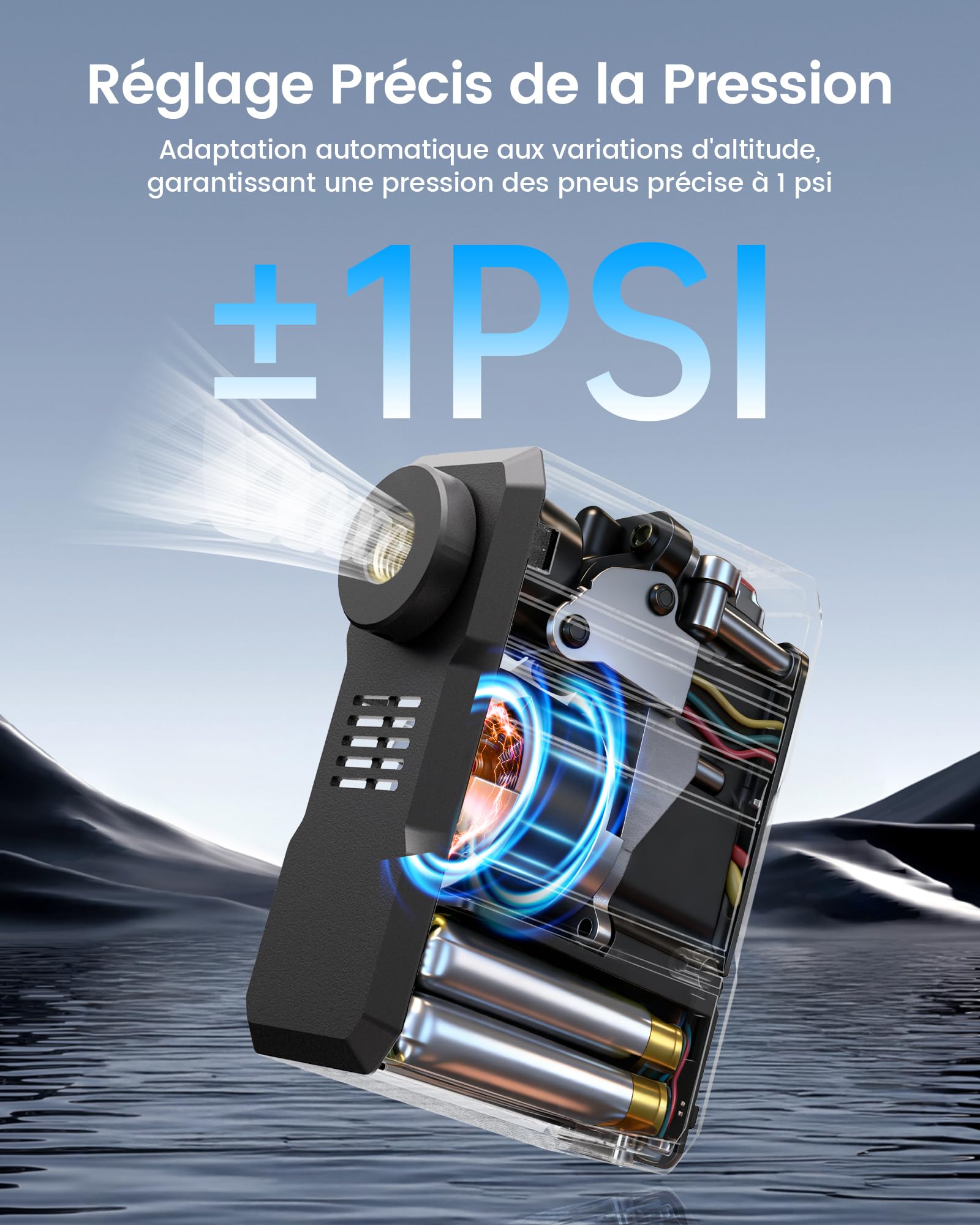 RAVEMEN EP01 Mini Pompe à Vélo électrique, Pression Max 120 PSI Pompe à Pneus de Vélo électrique Portable, avec indicateur de Pression et arrêt Automatique Compatible avec Presta & Schrader valves
