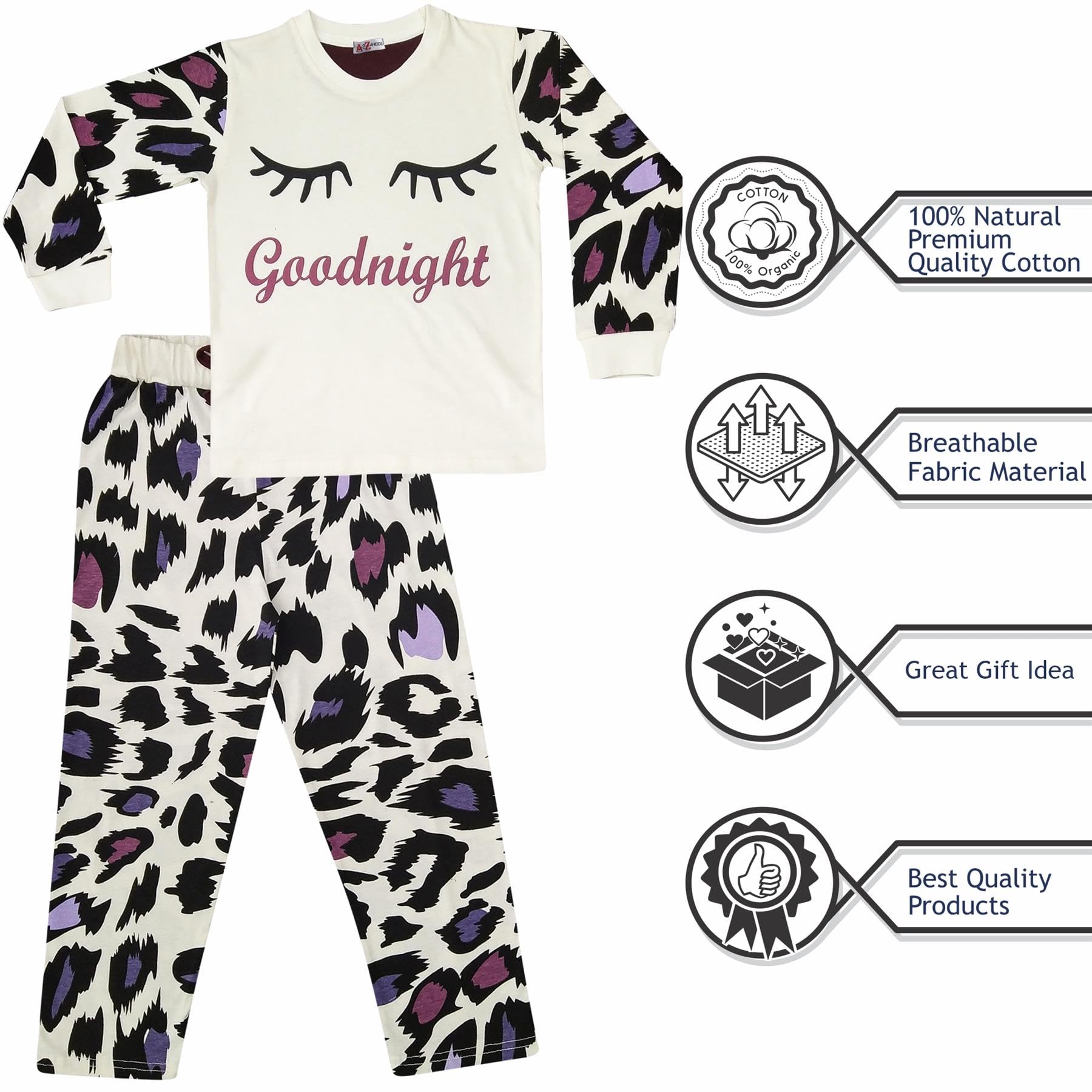 A2Z 4 Kids Ragazze Pigiama Tradizionale Pjs Completo Manica Lunga Top Pantaloni Pigiama Abbigliamento da Casa Comodo Leggero Bambini Pigiama Completi età 2-13 Anni
