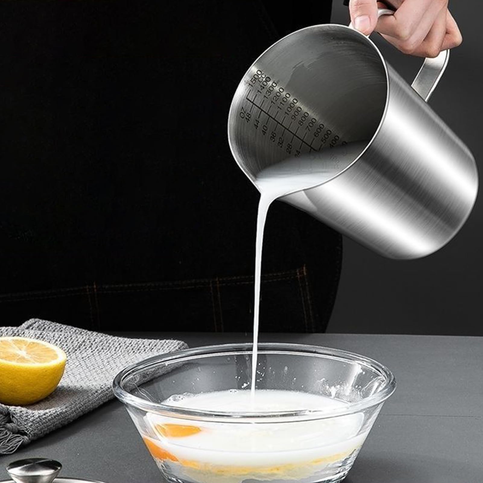 Vaso espumador de leche de 2000 ml, taza de medición portátil | Jarra espumadora de café para cafeterías, almuerzos en casa, cocinas, capuchinos y bebidas