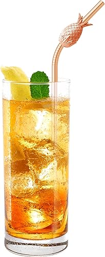 Miniatura 4 de Homestia - Pajitas de metal rosa de 10.5 pulgadas, pajitas reutilizables de acero inoxidable con funda, pajitas largas para beber cócteles, batidos,