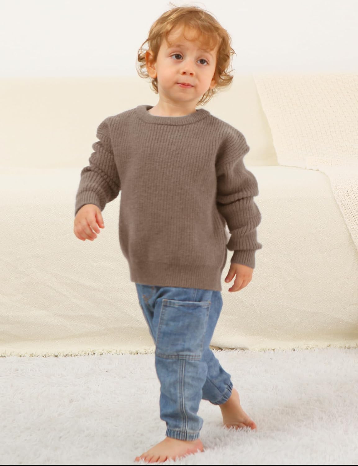 Jimonda Toddler Knit Sweater Round Neck Cute Long Sleeve Pullover Sweatshirt for Baby Girl Boy Oversized Fall Winter Clothes - Image 3