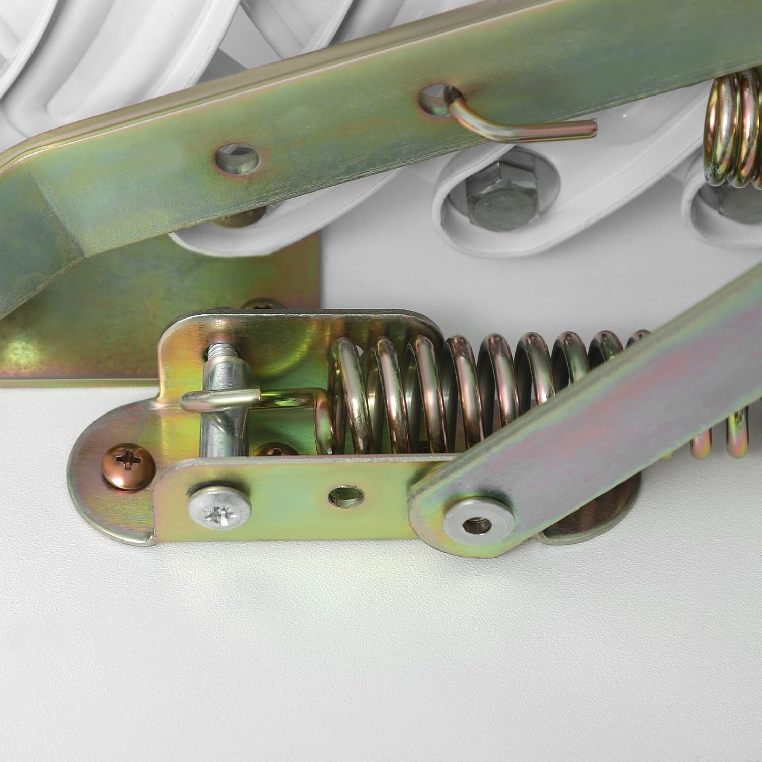 12 Steps Attic Ladder, Pull Down Attic Stairs Wall-Mounted Folding Stairs Attic Ladder Pull Down System 10.17FT Retractable Loft Ladders with Pull Rod 660LBS Capacity (Orange+White)