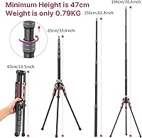 Vista 4 de ULANZI Light Stand Carbon Fiber MT-49, Adjustable Tripod Stand for Photography with Phone Clip, 194cm/76.4inch Studio Sturdy Tripod for Speedlight