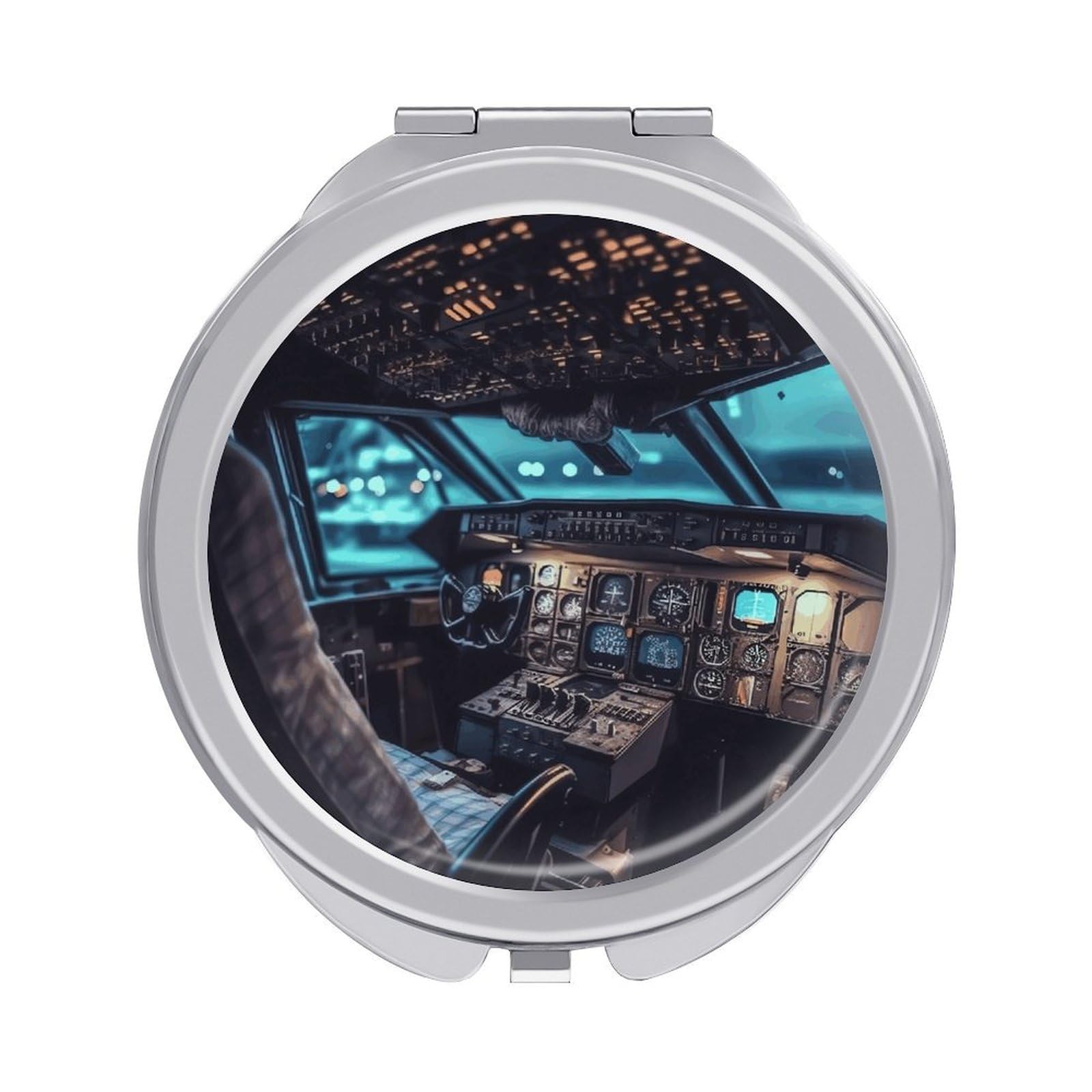 FekiLoot Airplane Travel Makeup Mirror 2 X /1 X Magnifying Slim Pocket Mirrors Compact for Purse Travel Makeup Mirrors for Pocket, Handbag, Purse Women Gift