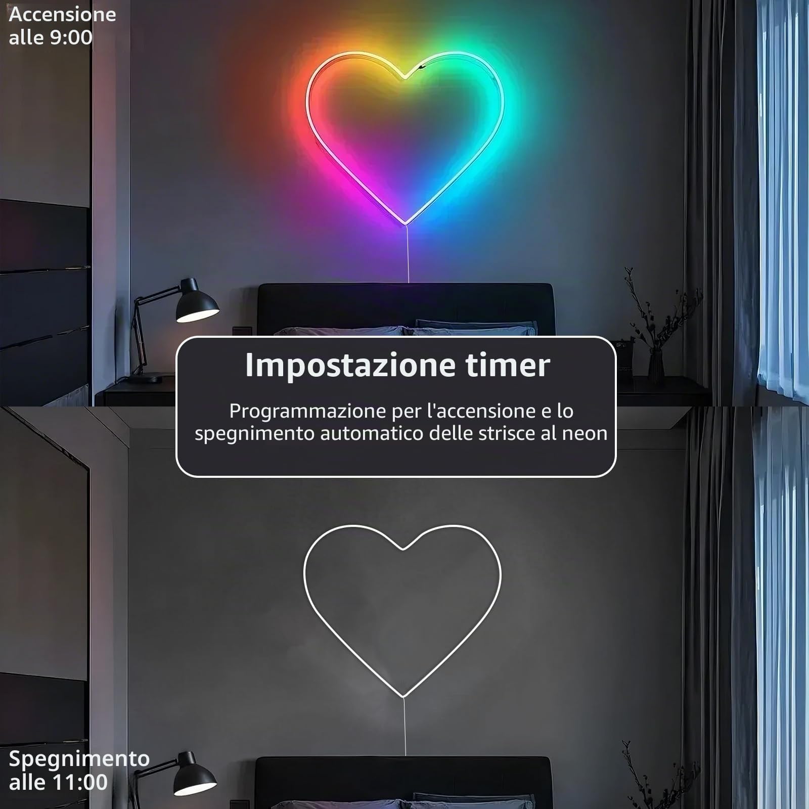 RGB+IC Neon Strisica LED 8M 24V, LED Strip Dimmerabile Flessibile Impermeabile IP65 con App Intelligente, Alimentatore, Telecomando, Striscia LED Silicone Decorazioni di Natale Halloween