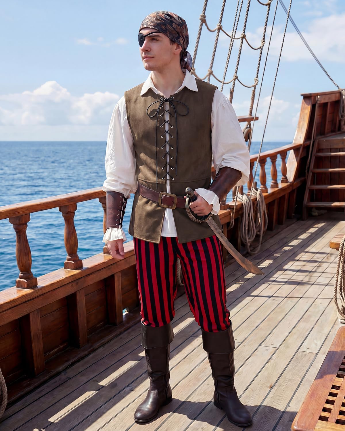 Century Star Reversible Pirate Vest Men - Renaissance Costume Men Medieval Viking Gothic Steampunk Halloween Costumes