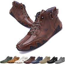 Italian Handmade Suede High Boots - Beck Shoes Men Waterproof Casual Sneakers, Mens Non-Slip Breathable Outdoor All Season High Top Chukka BootsReddish brown,50 EU