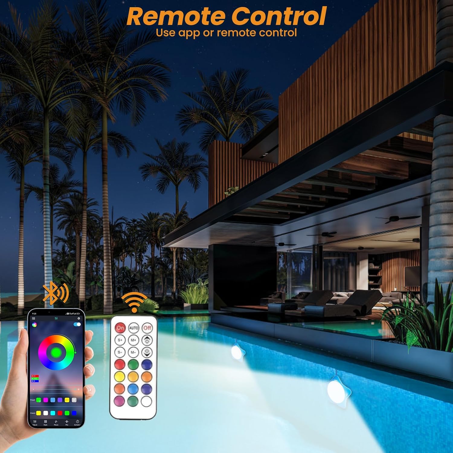 LED Pool Lights with APP Control, 20W Dimmable Underwater Submersible Light with Magnets, IP68 Waterproof Color Changing 12V Pool Lights with Timer for Above Ground Pool