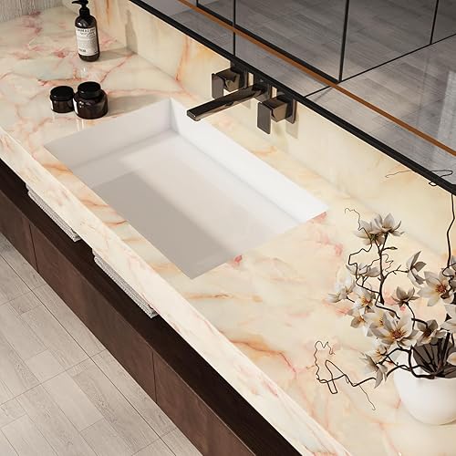 Miniatura 4 de VEELIKE - Papel pintado de papel de contacto de mármol rosa dorado de 15.74 pulgadas x 118.11 pulgadas, autoadhesivo, extraíble, resistente al agua,