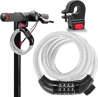 E Scooter Lock，Bike Cable Lock High Security Heavy Duty Anti Theft Steel Cable with Frame 4 Digit Resettable Combination Bicycle Lock with Xiaomi Scooter/Bike/Motorcycle/Door/Stroller