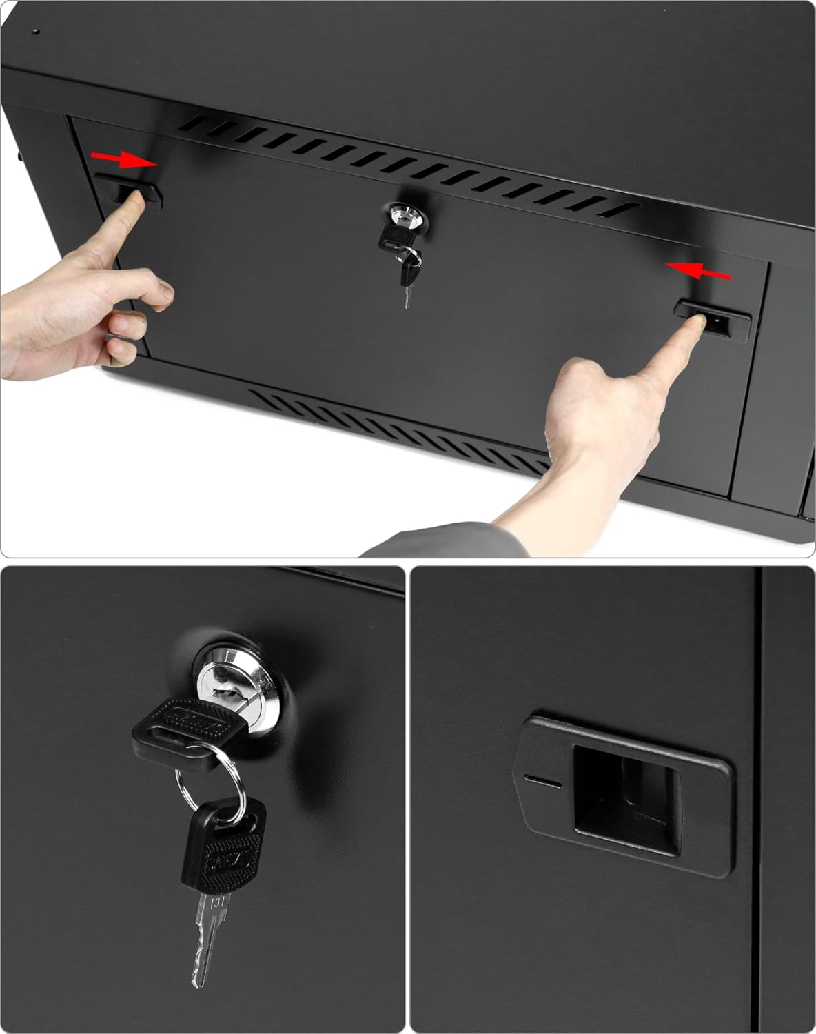 QWORK 6U Network Server Cabinet Enclosure, Wall Mount Server Cabinet Network Rack Vented Enclosure(24" Deep), for 19" IT Equipment, A/V, with Lockable Glass Door & Removable Side Panels, Black