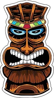 WickedGoodz Hawaiian Totem Vinyl Decal - Polynesian Beach Bumper Sticker - for Laptops Windows Cars Trucks