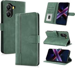 Handyhülle für Xiaomi Poco X7 Pro 5G Hülle Premium Leder Klappbar Flip Case Magnetische [Kartenfächern] [Standfunktion] Tasche RFID Schutzhülle für Xiaomi Poco X7 Pro (Grün)