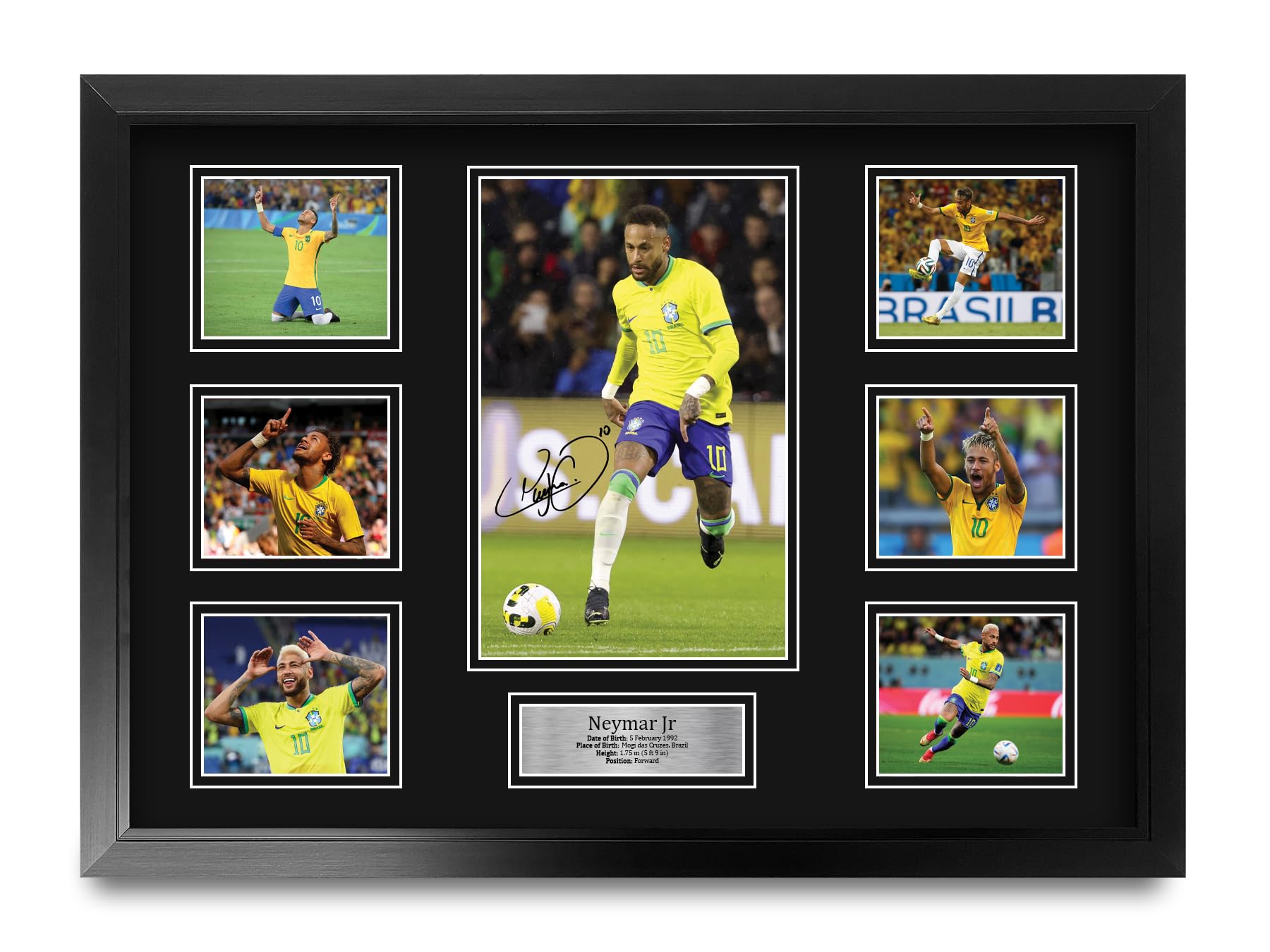 HWC Trading Neymar Brazil Printed Memorabilia Signed Autograph Photograph Display for Football Fans and Supporters - A2 Framed (ID-006538)