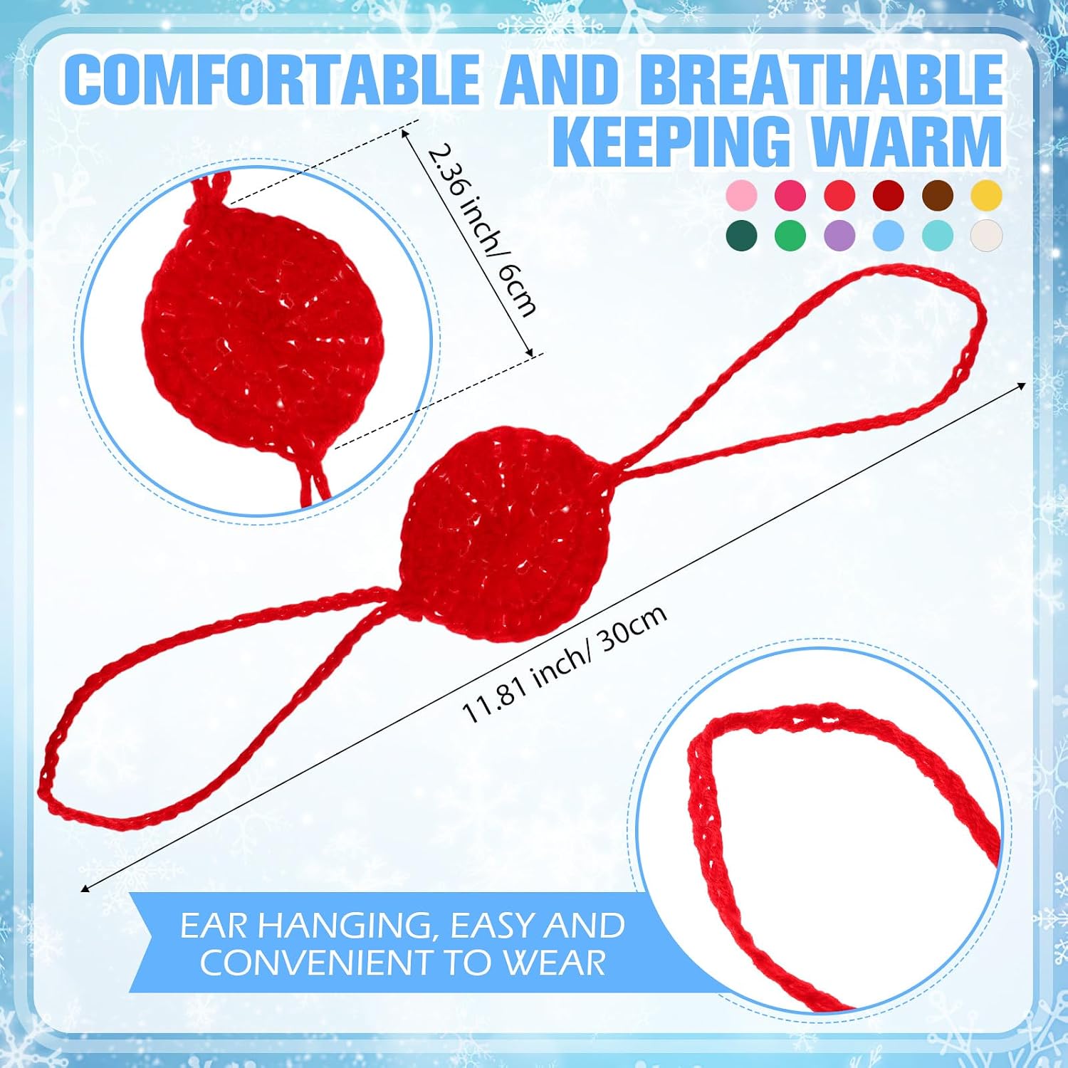 JaGely 12 Pcs Winter Nose Warmer Knitted Comfort Nose Cover for Women Men Outdoor Activities Cold Protection, Multicolor