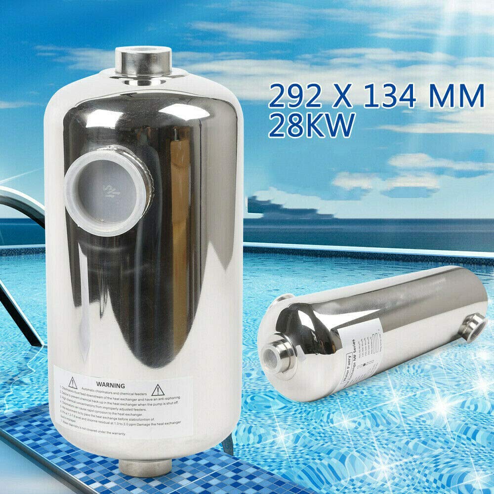 Intercambiador de calor para piscina de acero inoxidable, 28 kW, 292 x 134 mm