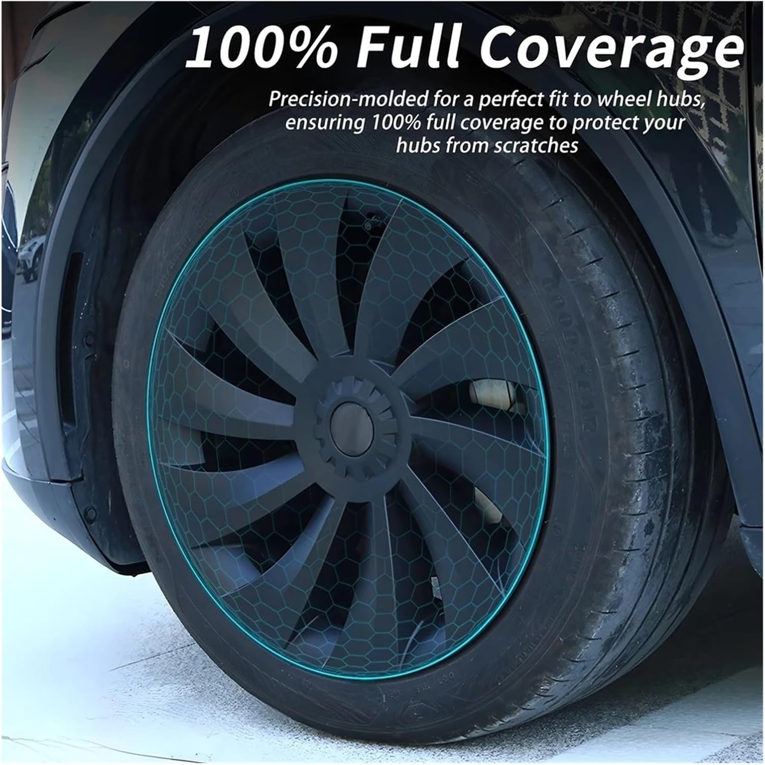 Wheel Cover Compatible with Tesla Model Y 19 Inch Juniper 2025 Tire Hub Cap Replacement Crossflow Full Rims My Accessories(Matte Black)