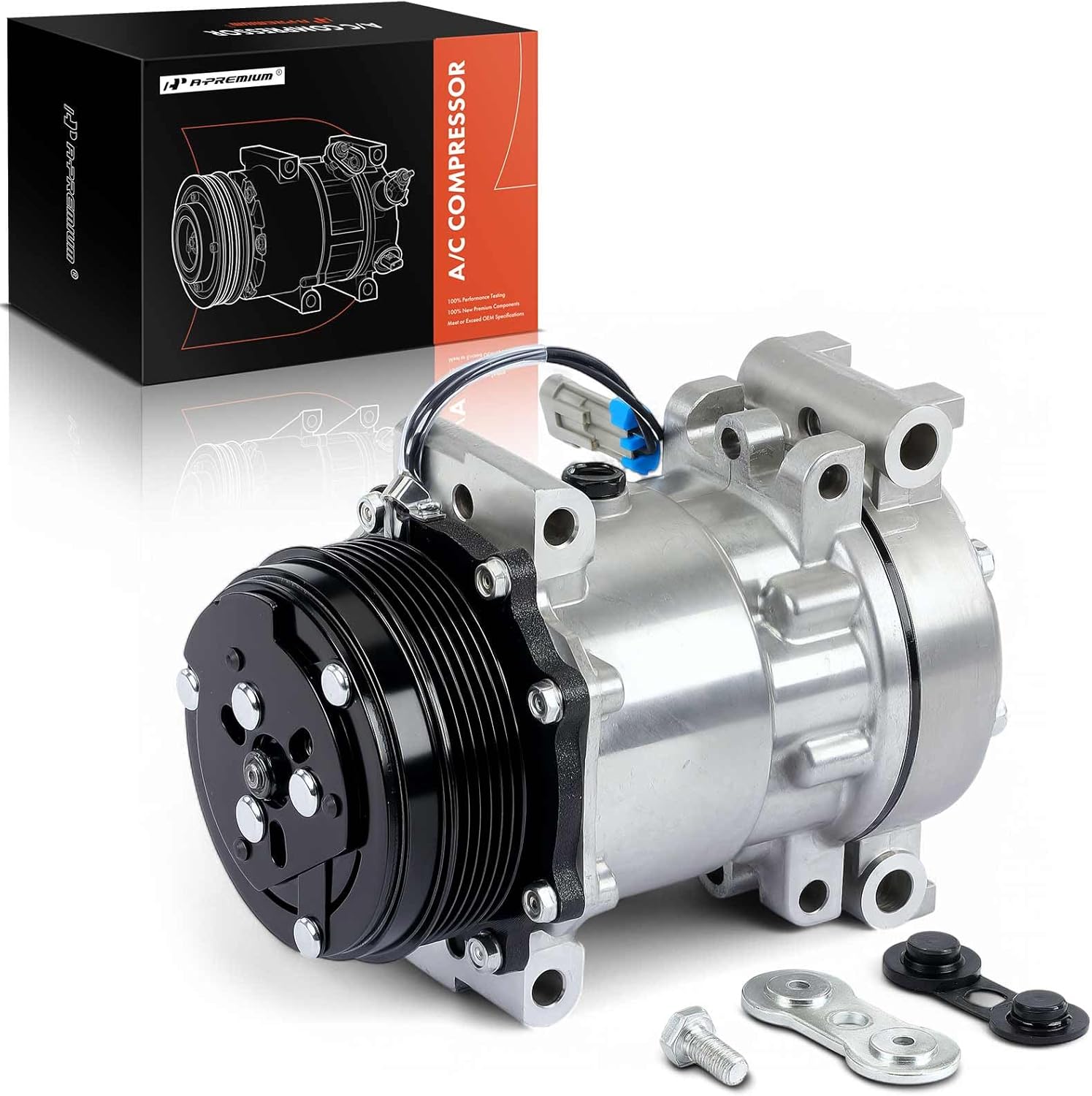 A-Premium Air Conditioner AC Compressor with Clutch Compatible with Chevrolet Silverado 1500 2500 HD 3500, Express, Blazer, S10 & GMC Sierra, Savana, Jimmy, Sonoma & Isuzu Hombre & Oldsmobile Bravada